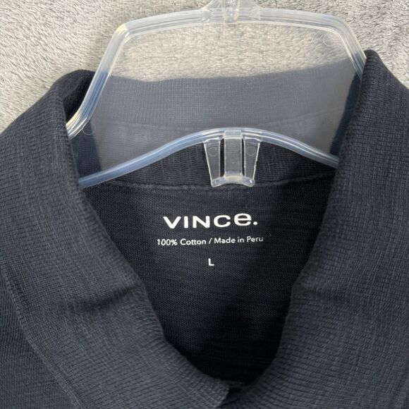Vince Shirt Mens Large Black Polo Golf Office Preppy Neutral Minimal Athleisure - Picture 5 of 6